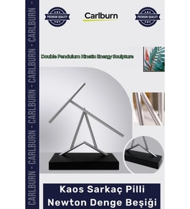 Özel Üretim Modern Ofis Dekorasyon Kinetik Sanat Heykeli 40 cm Kaos Sarkaç Pilli Newton Denge Beşiği