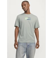 Jack & Jones Erkek Bisiklet Yaka Grafik Baskılı Tişört (Açık Yeşil)