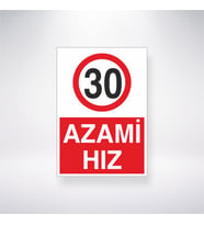 30 Azami Hız 21x28 Arkası Yapışkanlı Levha