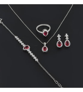 925 Ayar Gümüş Zarif Damla Desen Baget Set