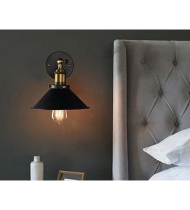 RİOLİGHT VİNTAGE,RETRO,RUSTİK HAREKETLİ BAŞLIK 1XE27 DUYLU HAREKETLİ BAŞLIK METAL YATAK BAŞI APLİK (Siyah)