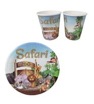 8 kişilik Karton Tabak Bardak Safari Zoo konsept-
