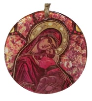 Cam İkon Duvar Dekoru - 12 cm Askılı Meryem Ana Tasarımlı Cam Süs (Çok Renkli)