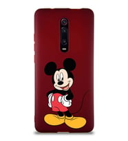 Xiaomi Redmi K20 Soft Premier Kapak Mickey Mouse-E Tasarımlı Silikon Kılıf - Mürdüm (Şeffaf)