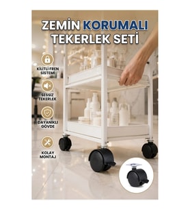 6 cm Kilitli Zemin Korumalı Tekerlekli Ayak Seti – Sehpa ve Restoran Arabası İçin