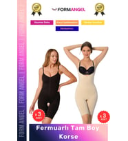 #Korse Vücut Şekillendiren Toparlayıcı Özel Bölgesi Açık Kaymaz Fermuarlı Tam Boy Korse 6'lı Set (Siyah-Bej)