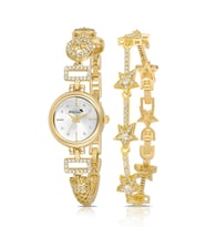 Polo Air Desen Lüx Taşlı Kadın Kol Yıldız Bileklik Kombin Saati Gold Renk PL-1580B1 (Altın)