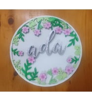 TrendyWoody Bahar Çiçekleri Temalı Ahşap Harf Kapı Süsü İsimlik