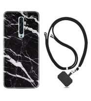 Oppo Reno 2Z 4 Lite 4 Pro 5 6 7 A31 Kılıf Boyun Askılı Silikon Siyah Şerit Mermer 1318