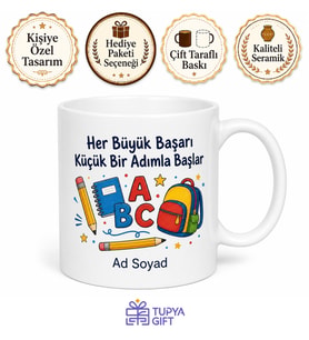 Okula Başlama Hediyesi İlk Gün Hatırası Çocuk Kupa Bardak Özel Tasarım