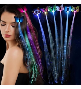 Led Fiber Optik Işıklı Kelebek Saç Klipsi 1 Adet