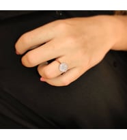 Beyaz Taşlı Rose Gümüş Yüzük