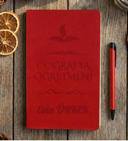 Kişiye Özel Coğrafya Öğretmeni Defter Öğretmenler Günü Hediyesi (Kırmızı)