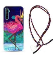 Realme 5i 5 Pro 6i 7 Pro 8 Kılıf Boyun Asklı Rasta Silikon Queen Flamingo 1748