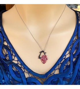 Rose Kaplama Mineli Üzüm Salkımı Gümüş Kolye (Karışık)