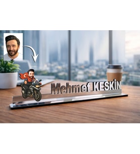 Kişiye Özel Yunus Polis Karikatürlü 30 cm Ayna Pleksi Masaüstü İsimlik - Polise Hediye Polis Hediyesi