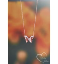 KELEBEK MODEL PEMBE TAŞLI KOLYE 925 AYAR GÜMÜŞ KOLYE (Pembe)