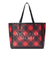VICTORIA'S SECRET BEAUTY Red Buffalo Check Holiday Tote Çanta