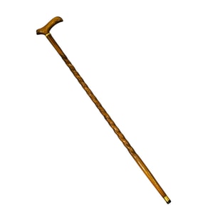 Gold Halkalı Kıvrımlı Kahverengi Baston No03
