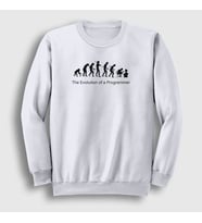 Presmono Unisex Beyaz Evolution Evrim Developer Yazılımcı Sweatshirt 333082tt (Beyaz)