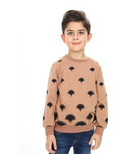 Toontoy Erkek Çocuk Baskılı Sweatshirt (Kahverengi)