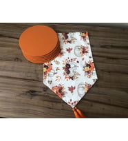 ÇİÇEKLİ BALKABAĞI DESENLİ RUNNER & SUPLA (Çok Renkli)