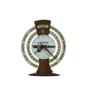 e38 EL İŞÇİLİĞİ KAYSERİ ŞAHRUK KÖPRÜSÜ AHŞAP TAKVİMLİ MASA SAATİ 25x20 cm- 6010 (Karışık)