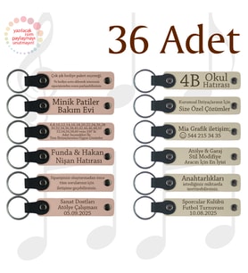 Pudra & S Kahve, 36’lı Set, İsim Yazılabilir Deri Anahtarlık, Fitness Ekibine Motivasyon Hediyesi