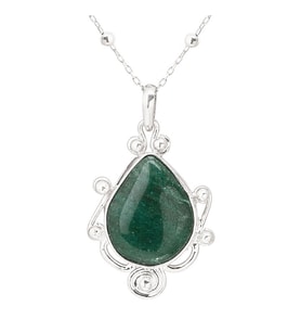 Gümüşcüm Jade Yeşim Taşlı Otantik Gümüş Kadın Kolye (Gümüş)