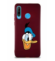 Huawei P30 Lite Soft Premier Kapak Donald Duck-A Tasarımlı Silikon Kılıf - Mürdüm (Şeffaf)
