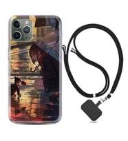 Apple iPhone 11 12 13 14 Pro Max Kılıf Boyun Askılı Silikon Kız ve Kedi 1762