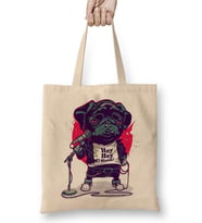 Black Dog Pug Köpek Bez Çanta Uzun Saplı
