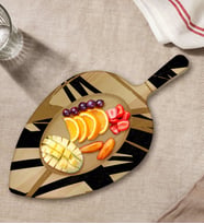 BK Gift Modern Art Tasarımlı Yaprak Şeklinde Doğal Ahşap Servis ve Sunum Tabağı Model 16