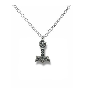 Viking Mitolojisi Thor’un Çekici (Mjölnir) Figürlü Unisex Kolye – 60 cm Zincirli, Güç Koruma Sembolü (Gümüş)