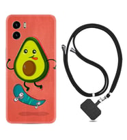 Vivo Y15S Y32 Y33S Y51 Y53S Kılıf Boyun Askılı Silikon Avokado Skate 1741