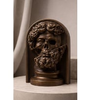 Antik Renklerde Zeus Anatomisi Sürreal Mitolojik Büst Dekoratif Taş Döküm Heykel 25 CM