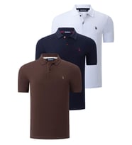 ÜÇLÜ SET T8561 DEWBERRY ERKEK T-SHIRT-LACİVERT-BEYAZ-KAHVE (Karışık)