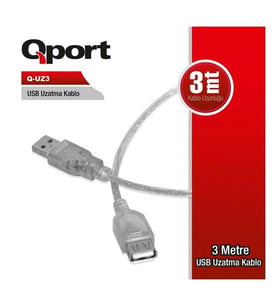 QPORT 3metre Q-UZ3 USB 2.0 Uzatma Kablosu