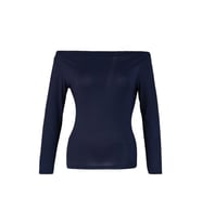 Moda Kayık Yaka Örme Slim Düz Desen Casual Günlük Regular Uzun Kol Bluz (Lacivert)