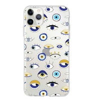 PrintiFy Apple  iPhone 11 Pro Max ile Uyumlu 1mm Slim Fit Nazar Boncuğu 2 Baskılı Şeffaf  Kılıf
