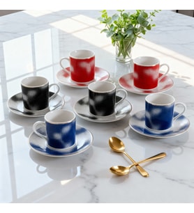 GÜRAL PORSELEN Camelia 12 Parça 6 Kişilik Kahve Fincan Takımı 62421