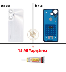 Infinix Hot 20S Beyaz Uyumlu Arka Kapak + B7000 Yapıştırıcı Arka Cam Batarya Pil Kapağı Lazer Kesim