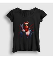 Presmono Kadın Siyah Arnold Schwarzenegger Film The Terminator T-Shirt 254639tt