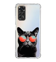 PrintiFy Xiaomi Redmi Note 11S Uyumlu Kedi 3 Baskılı Şeffaf Köşe Korumalı Antişok Kılıf