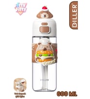 DILLER 600 ML Pipetli & Rahat İçim Çift Kullanım Tritan Su matarası Suluk -FFD600RENK3
