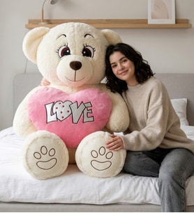 Mavimsi Dev Kalpli Sevimli Hollywood Ayıcık 150 cm (Krem)