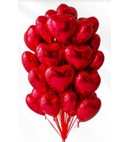 Sevdanın Uçan Hali  HELYUMLU 10 Adet FOLYO KALP BALON (Kalpli Kırmızı)