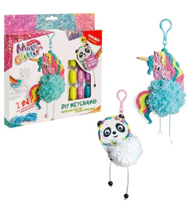 2in1 Magic Glitter Anahtarlık Tasarım Seti Panda & Unicorn Simli Kendin Yap Yaratıcı Oyun Seti