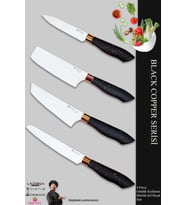 Black Copper Serisi Mutfak Bıçak Seti Et Ekmek Sebze Şef Bıçağı 4 Lü Set ( Mft-854)