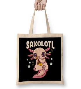 Cute & Funny Saxolotl Adorable Sax Playing Axolotl Bez Çanta Uzun Saplı
